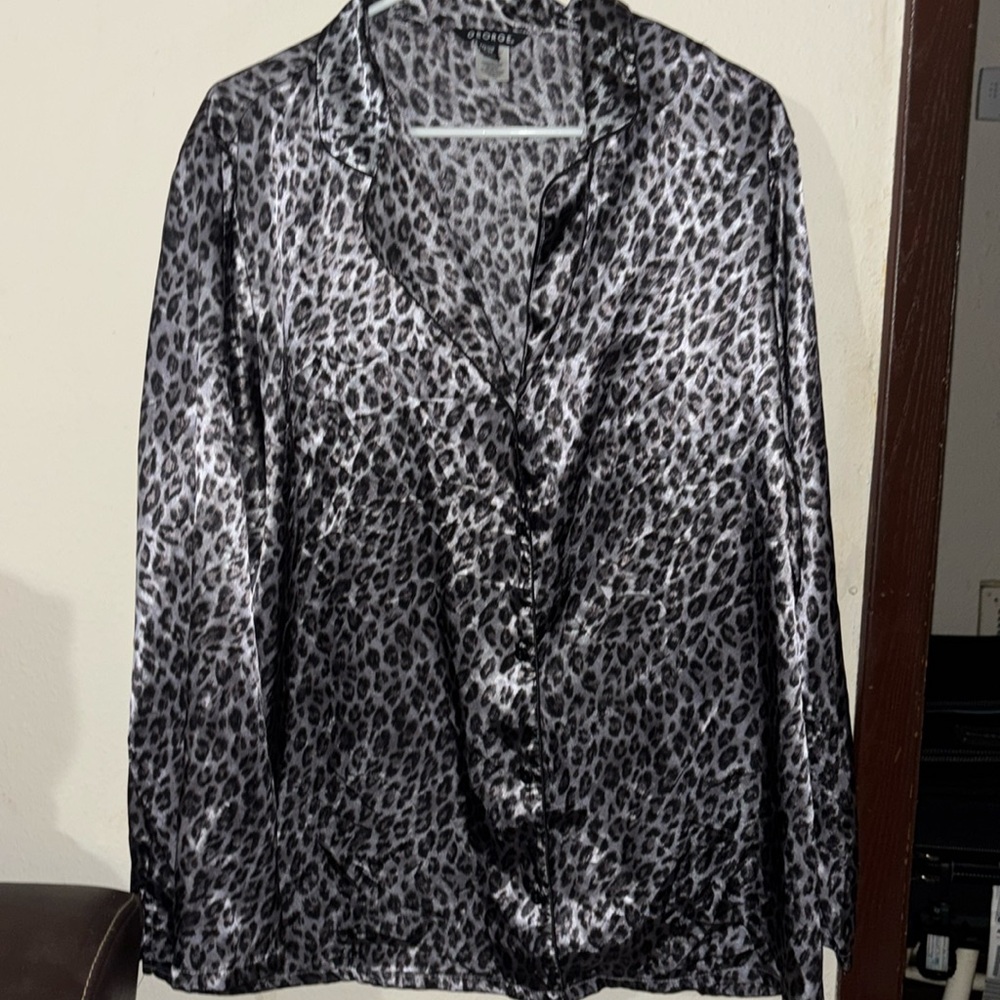Leopard Print Satin Blouse